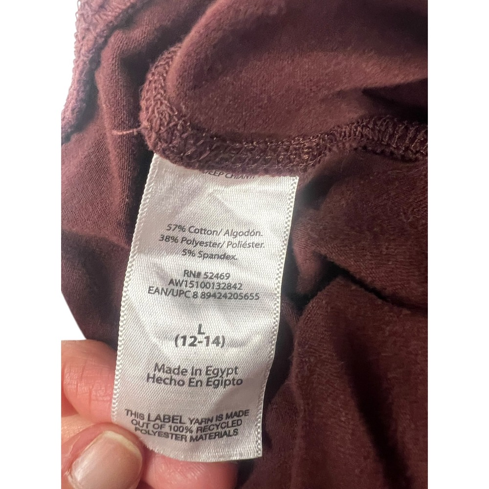 Athletic Works Womens Large 12-14 Burgundy Capri Sweatpants Cropped Lounge Pants - Picture 3 of 4